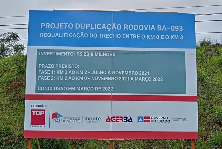 Bahia Norte vai investir R$24 milhões na duplicação dos 3 Km iniciais da rodovia BA-093